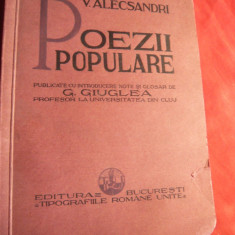 V.Alecsandri - Poezii Populare ,interbelica , prefata G.Giuglea