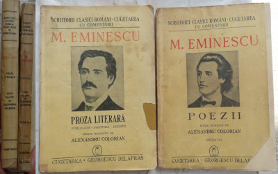Eminescu , Poezii ;Proza literara ,postuma , inedita ,2 vol. 1942 , ed. Colorian foto