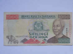 Tanzania 1000 Shilingi 1990 VF+++ foto