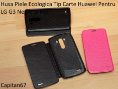 Husa Piele Ecologica Tip Carte Huawei Pentru LG G3 Negru Si Roz foto