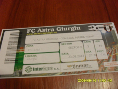 Bilet Astra Giurgiu - Ceahlaul P.N&amp;gt; foto