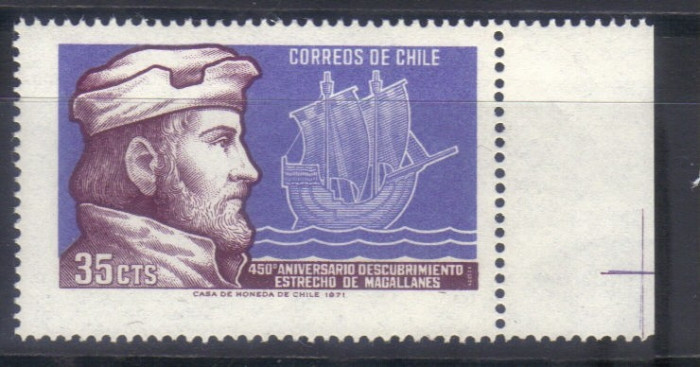 CHILE 1971, Corabie, Aniversare-Magellan, serie neuzata, MNH