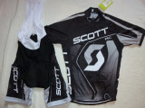 Echipament ciclism complet Scott negru gri set pantaloni cu bretele tricou nou, Tricouri