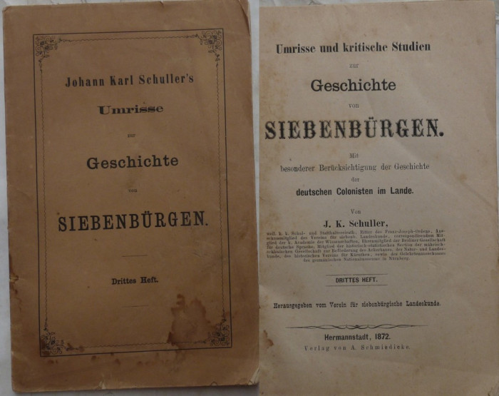 Johann Karl Schullers , Siebenburgen , Transilvania , Sibiu , 1872