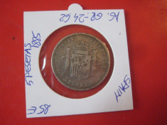 MONEDE SPANIA - 5 PESETAS 1885 - ARGINT - ORIGINALA foto