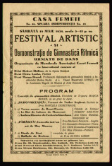 1934 Afis reclama Casa Femeii festival artistic, gimnastica ritmica teatru opera foto