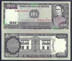 BOLIVIA 1.000 1000 PESOS BOLIVIANOS 1982 , UNC [1] P-167a.1 , necirculata foto