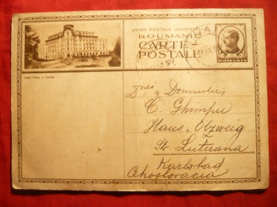 Carte Postala ilustrata cu 6 lei Carol II , circ. 1937 -Hotel Palace Govora foto