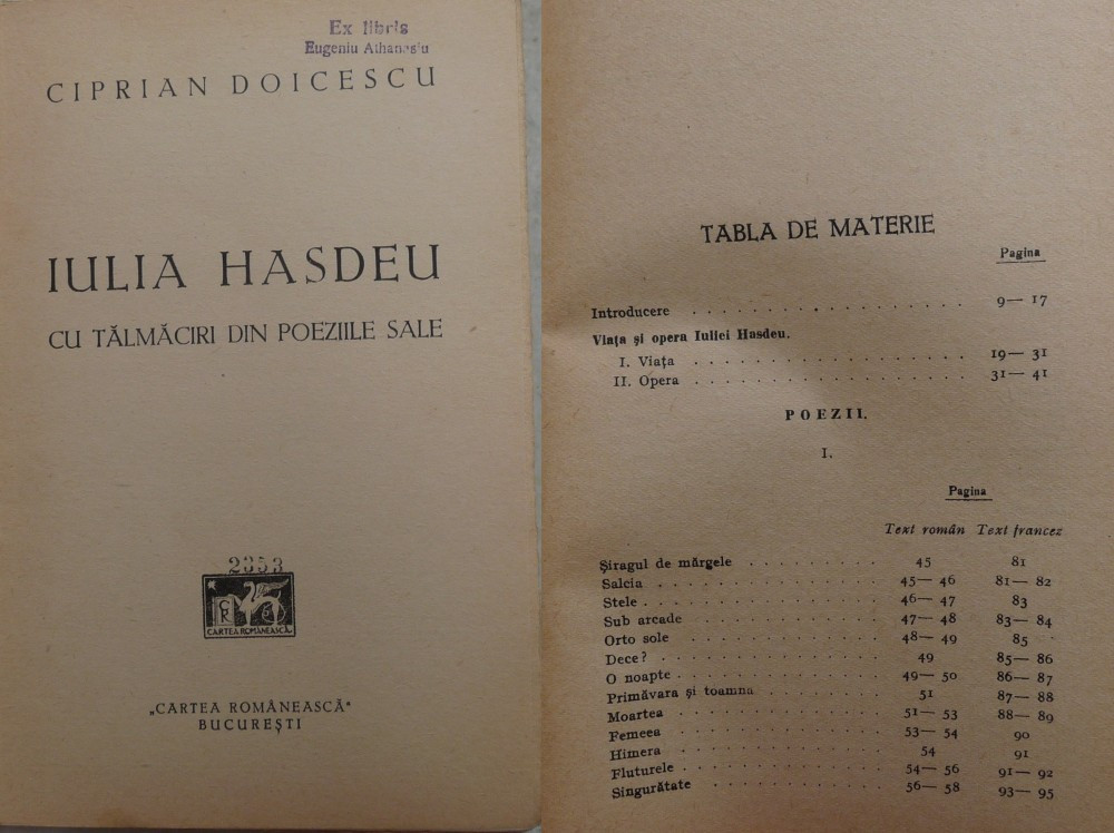 Doicescu , Iulia Hasdeu , cu talmaciri din poeziile sale , 1941 , editia 1  | Okazii.ro