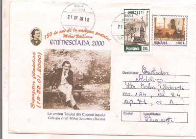 % plic-intreg postal-150 DE ANI DE LA NASTEREA POETULUI M. EMINESCU-cod 180/1999 foto
