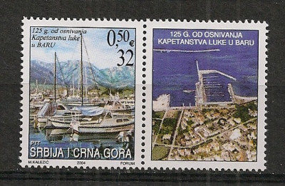 Serbia si Muntenegru.2004 125 ani Portul Bar-cu vigneta MS.322 foto
