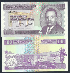 BURUNDI 100 FRANCS FRANCI 2011 , UNC [1] P-44b , necirculata foto