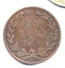 ROMANIA 10 BANI 1867 WATT VF foto