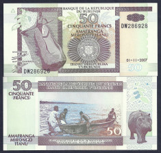 BURUNDI 50 FRANCS 2007 UNC [1] P-36g necirculata foto