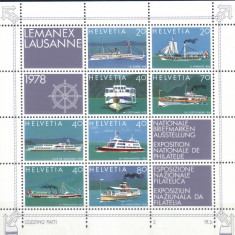 ELVETIA 1978, Vapoare, Corabii, Expo Lausanne, serie neuzata, MNH