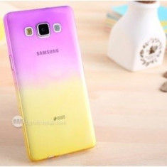 Husa transparenta mov - galben soft silicon Samsung Galaxy A7 + cablu date