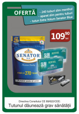 PROMO - tuburi tigari Slim Menthol + tutun Senator Blue 135g + aparat slim foto