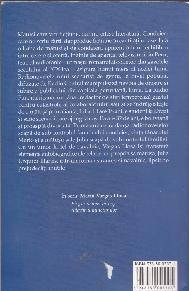 Carte "Matusa Julia si condeierul" de Mario Vargas Llosa, ed Humanitas |  Okazii.ro