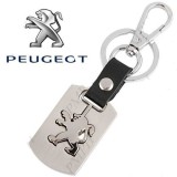 Breloc auto nou PEUGEOT inox si piele neagra eco +ambalaj cadou