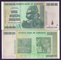 ZIMBABWE 1.000.000.000 1000000000 DOLARI DOLLARS 2008 UNC [1] P-83 necirculata foto