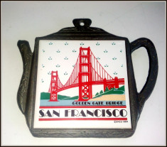 Suport pentru vase fierbinti Placa ceramica in rama de antimoniu,San Francisco foto