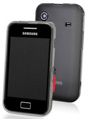 Husa si folie Samsung Galaxy Ace S5830 &amp;amp;quot Capdase Soft Jacket Xpose&amp;amp;quot Neagra Semitransparenta foto