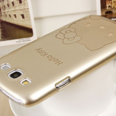 Husa plastic HELLO KITTY auriu gold Samsung Galaxy S3 i9300 + folie ecran