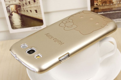 Husa plastic HELLO KITTY auriu gold Samsung Galaxy S3 i9300 + folie ecran foto