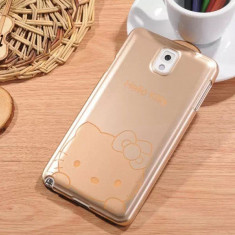 Husa carcasa HELLO KITTY auriu gold Samsung Galaxy Note 3 N9000 + folie ecran