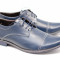 Pantofi albastri casual - eleganti barbatesti din piele naturala cu siret
