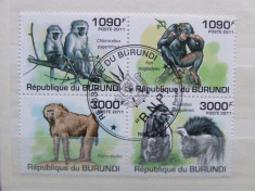 burundi,fauna,maimute,serie stampilata foto