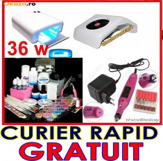 KIT UNGHII FALSE SET MANICHIURA GEL,LAMPA UV ASPIRATOR PRAF,PILA ELECTRICA foto