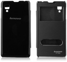 Husa pe negru piele Double View Lenovo P780 + expediere gratuita foto