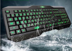 Tastatura gaming cu iluminare a butoanelor cu caracter verde si rezistenta apa foto