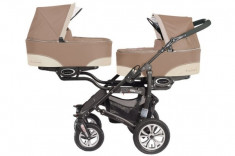 Carucior 3 in 1 pentru Gemeni Twinni Cappuccino MyKids foto