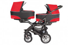 Carucior 3 in 1 pentru Gemeni Twinni Rosu MyKids foto