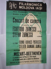 Afis FILARMONICA MOLDOVA IASI 1982 - Concert de camera E. Zarnescu St. Zarnescu foto