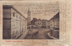 Romania Szaszvaros, Broos, Orastie, carte postala circulata 1903: Piata scolii foto