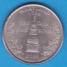 (M687) MONEDA SUA - QUARTER DOLLAR 2000, LIT. D - MARYLAND