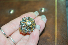 inel provenienta Franta, placat cu aur, cu cristale bohemia tralucitoare! foto