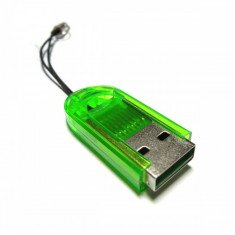 Breloc Mini Cititor card Micro SD SDHC TF USB 2.0 -Verde - COD 2058 - foto