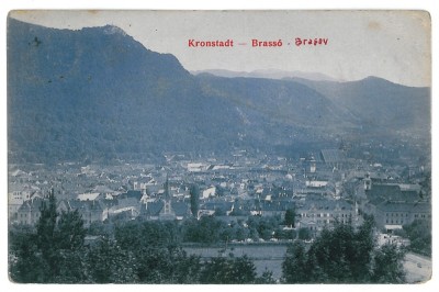 3332 - BRASOV, Panorama - old postcard - used - 1910 foto