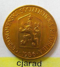 Moneda 1 Coroana - CEHOSLOVACIA 1986 *cod 1998 UNC foto