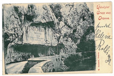 3308 - Orsova, DANUBE KAZAN, Litho - old postcard - used - 1899 foto