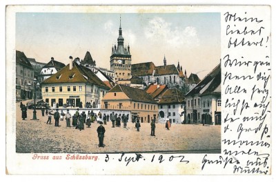 3262 - SIGHISOARA, Mures, Market, Litho - old postcard - used - 1903 foto