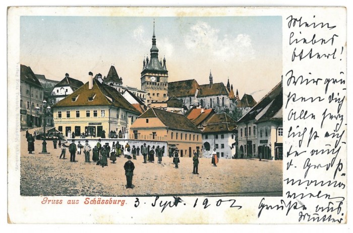 3262 - SIGHISOARA, Mures, Market, Litho - old postcard - used - 1903