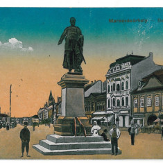 3233 - TARGU-MURES, Market , Statue - old postcard, CENSOR - used - 1918