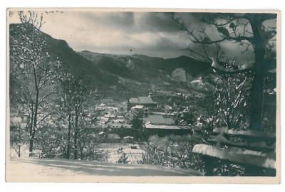 3336 - BRASOV, Black Church, Panorama - old postcard, real PHOTO - used - 1927 foto