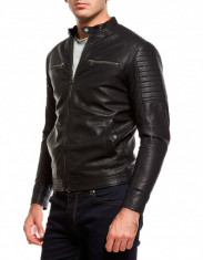 Jacheta BIKER piele sintetica, Jack &amp;amp;amp; Jones - art 12097740 negru foto