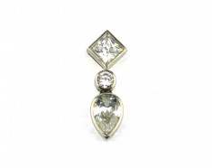 Pandantiv / medalion argint, anturaj cristale cubic zirconia, design minimalist foto